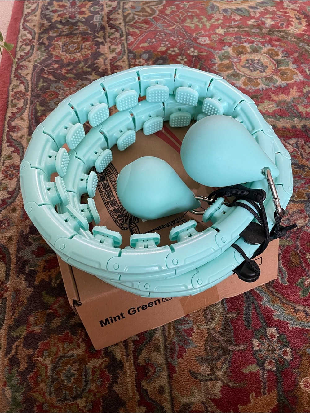 Mint Green Smart Massage Hula Hoop - Fitness Ring with Weighted Balls